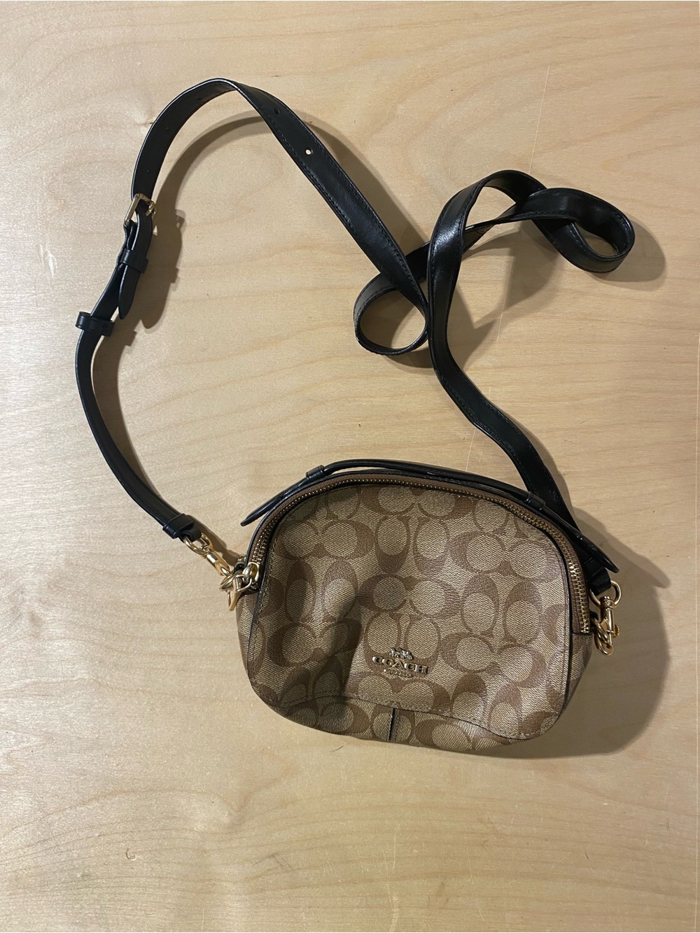 Coach Brown Signature Canvas Crossbody with Black Strap (AU)